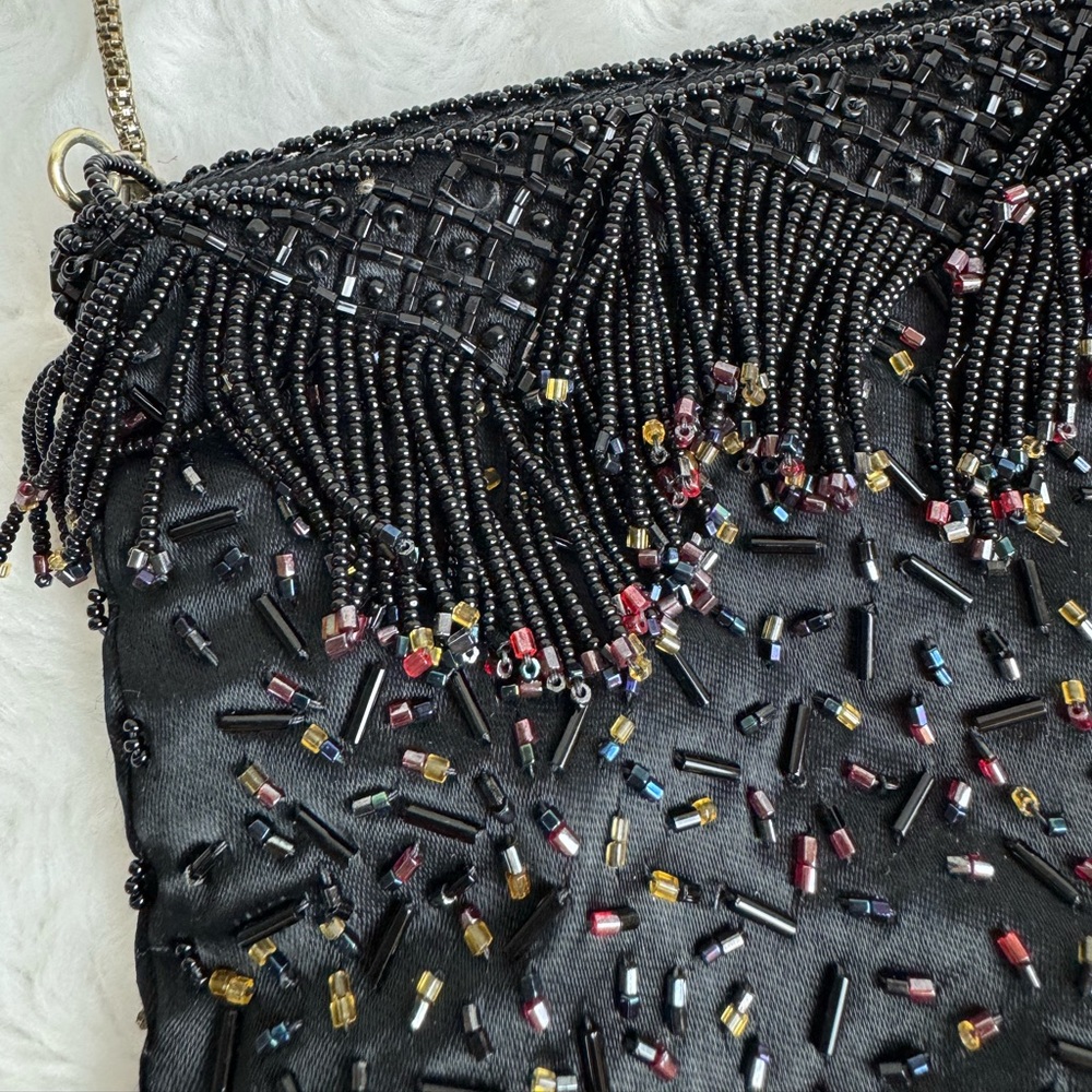 vintage La Regale black beaded evening bag. - Picture 4 of 11